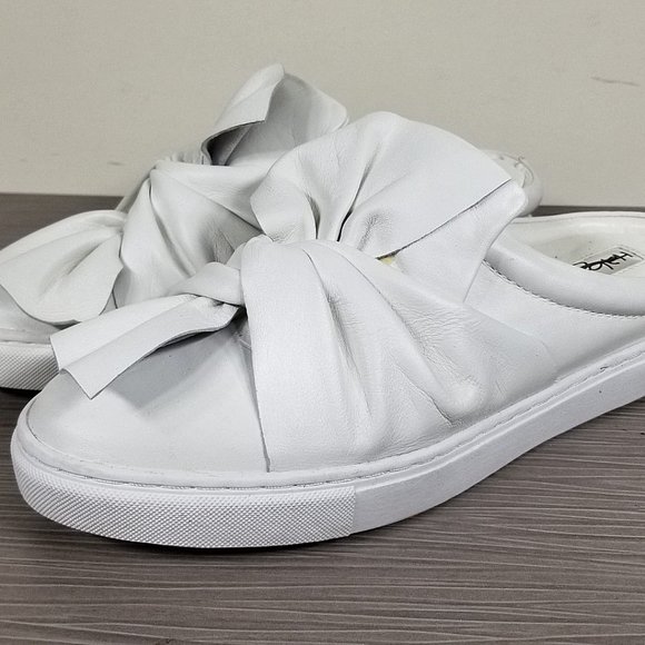 Halogen Manny Knotted Slip-On Sneaker, White Leather, Womens Size 6 - Picture 1 of 10